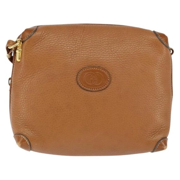 GUCCI Shoulder Bag Leather Brown Gold Auth - Picture 2 of 16